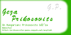 geza prikosovits business card